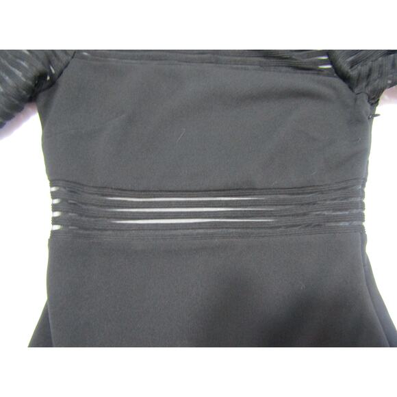 Lulus Black Mesh Dress Bodycon Mini Ribbed Sz  M Minimalist Whimsygoth Fairy - Picture 8 of 16
